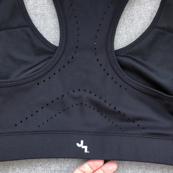 JOYLAB - Long Line Perforated Racerback Sports Bra - Black - Picture 2 of 5